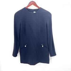 Gianfranco Ferre Navy Blue Wool Zip Back Suit Jacket Womens